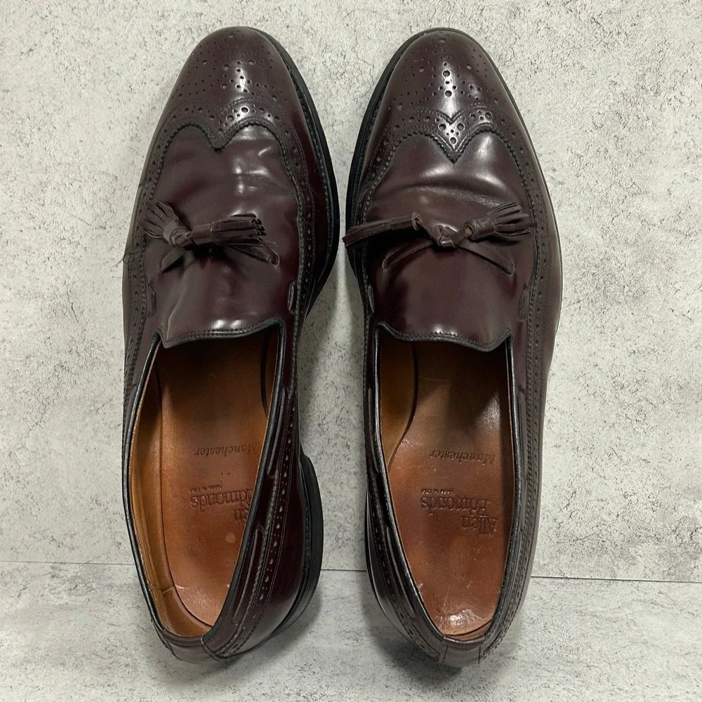 Allen Edmonds Tasseled Wingtip Classic‎ Burgundy Loafers Shoes Men's Size US 11